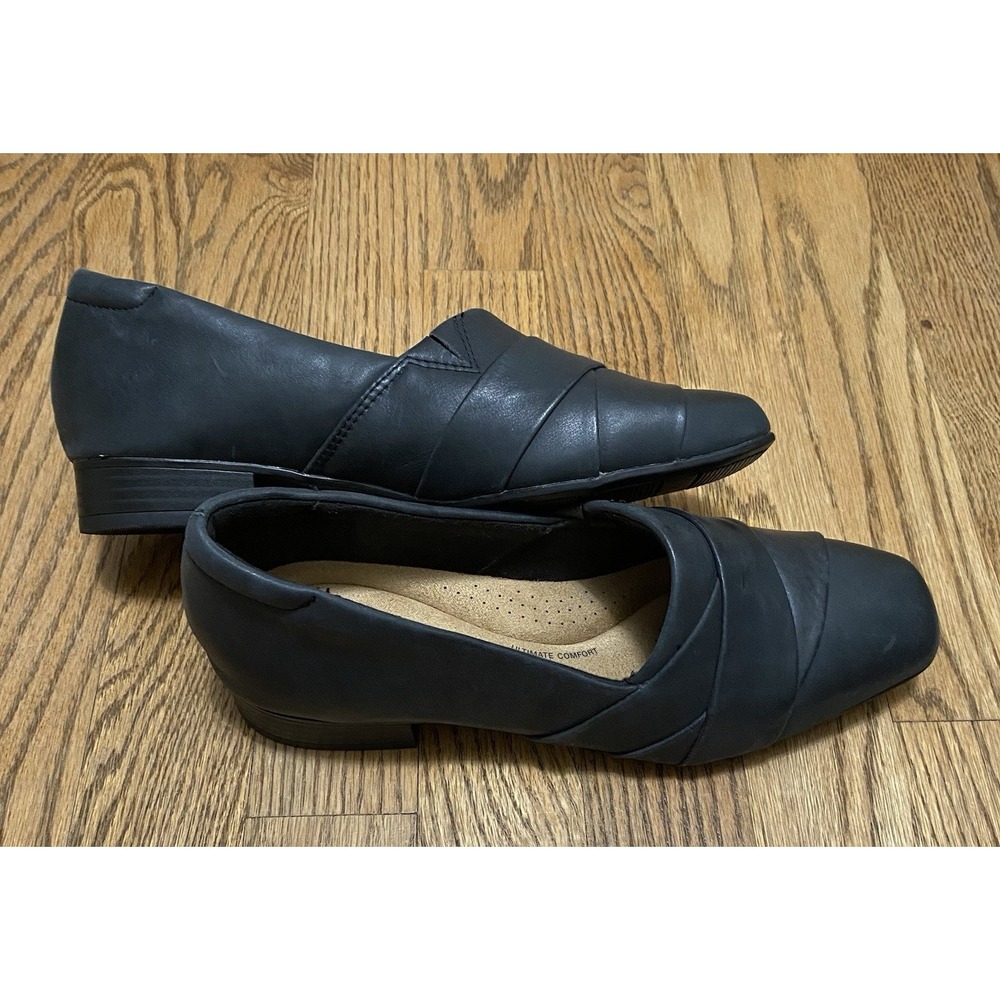 Clarks Tilmont Clara Women's Leather Slip-On Dress Shoes Black Size 7
